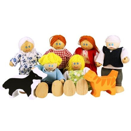 Bigjigs Toys panenky Set rodinky do domečku 7ks