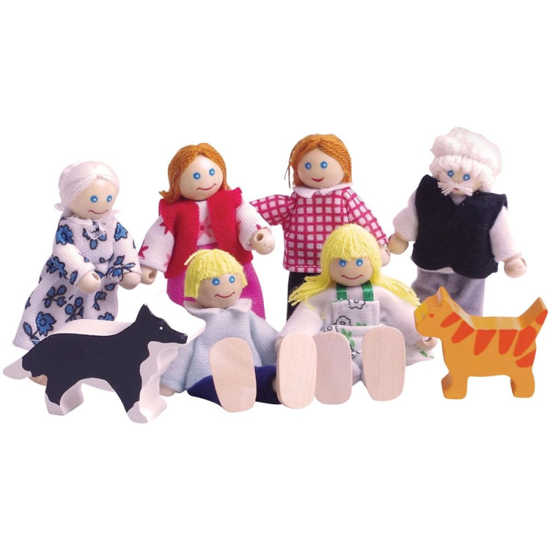 Bigjigs Toys panenky Set rodinky do domečku 7ks