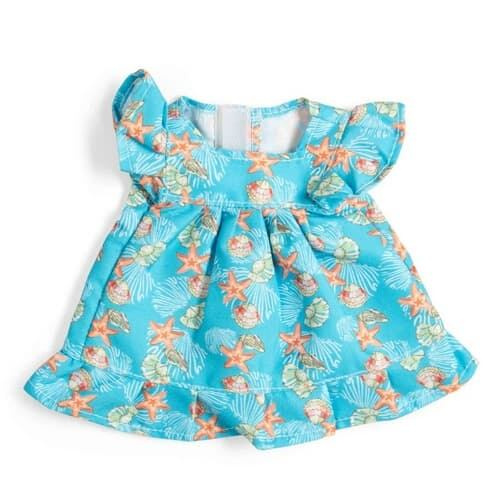 Bigjigs Toys modré šaty s mušlemi pro panenky 28 cm