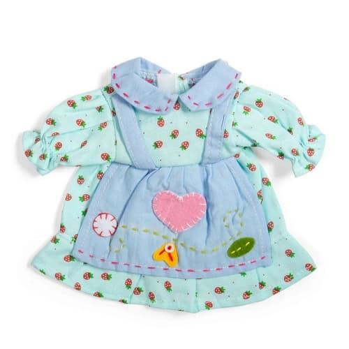 Bigjigs Toys modré šaty s jahůdkami pro panenku 28 cm