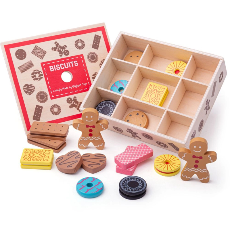 Bigjigs Toys box s dřevěnými sušenkami