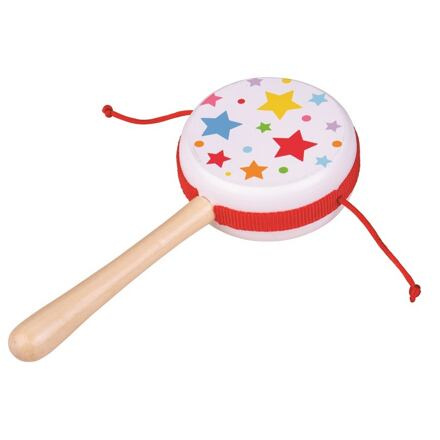 Bigjigs Toys Dřevěný rotační bubínek STARS bílo červený