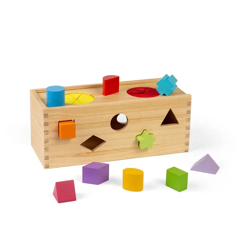 Bigjigs Toys Dřevěná tajemná krabička na vkládání a třídění tvarů