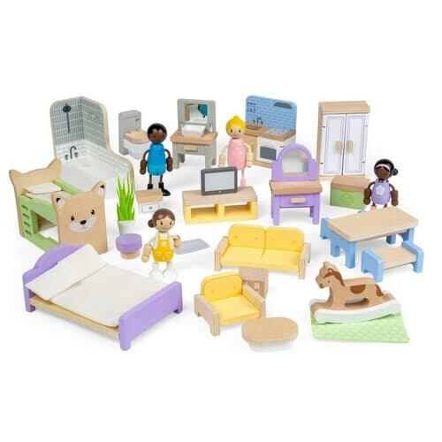 Bigjigs Toys sada dřevěného nábytku do domečku pro panenky