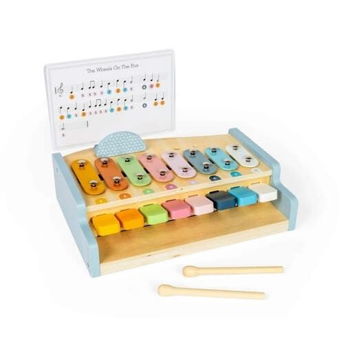 Bigjigs Toys dřevěné piano a xylofon 2 v 1 pro děti
