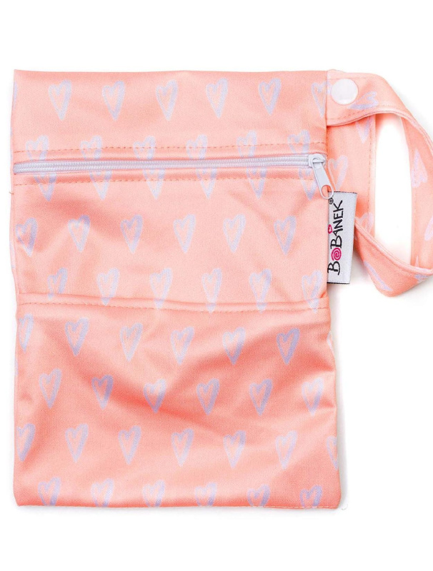 Bobánek Nepromokavá taška mini - Růžová se srdíčky 20 x 15cm