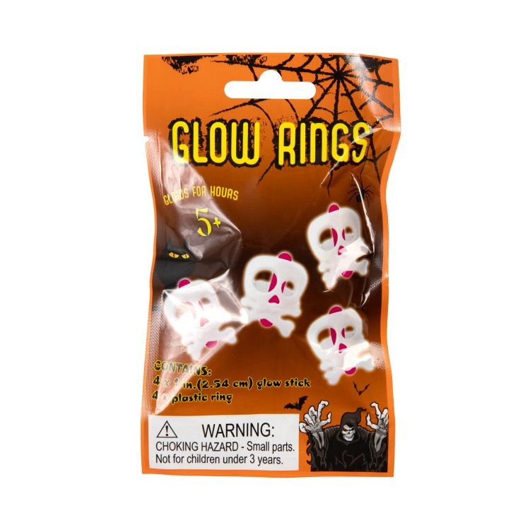 Svítící prstýnky Lebka – sada 4 ks