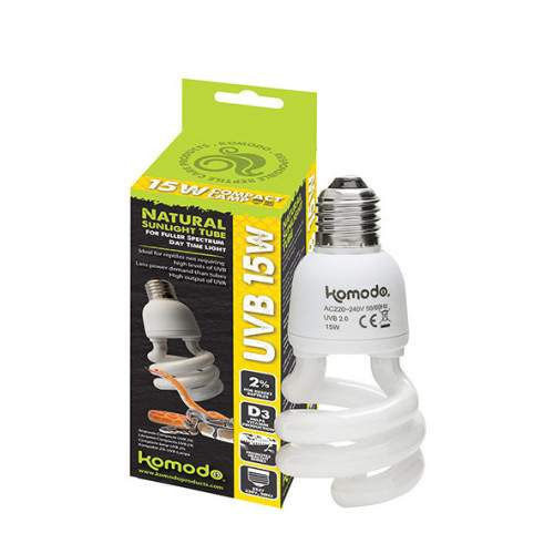 Kompaktní UVB lampa Komodo 2% 15W - ideální pro tropická a subtropická zvířata