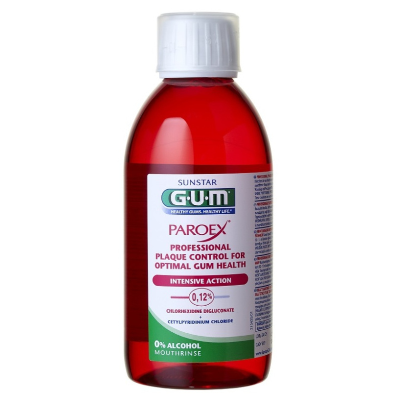 GUM Sunstar GUM PAROEX ústní voda (výplach, CHX 0,12 % + CPC 0,05 %), 300 ml