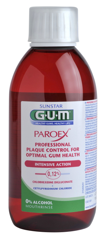 GUM Sunstar GUM PAROEX ústní voda (výplach, CHX 0,12 % + CPC 0,05 %), 300 ml