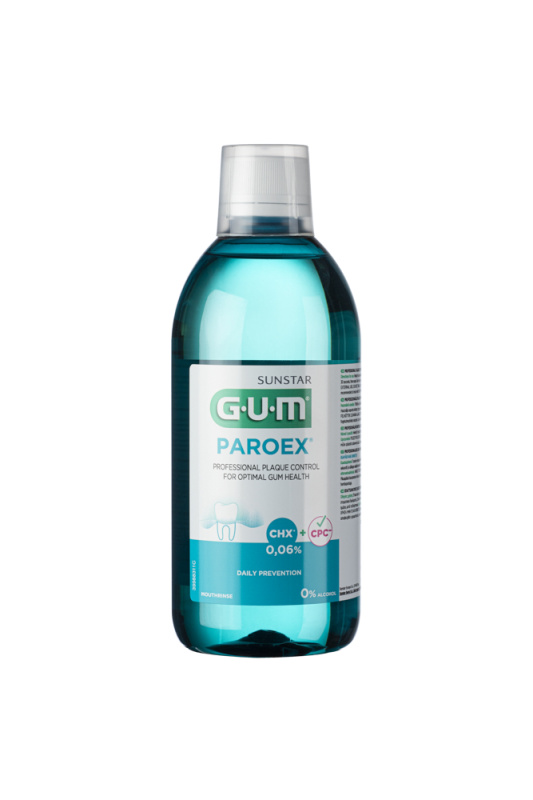 GUM Sunstar GUM PAROEX ústní voda (výplach, CHX 0,06 % + CPC 0,05 %), 500 ml