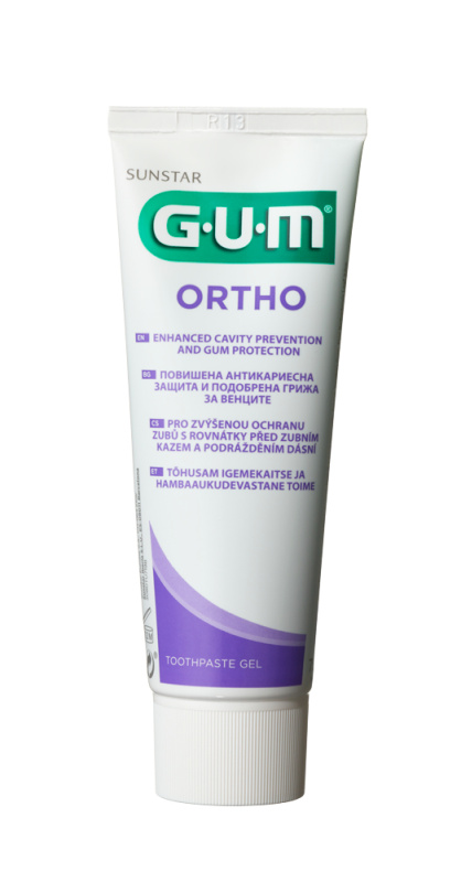 GUM Sunstar GUM Ortho zubní gel pro čištění zubů s rovnátky CPC 0,05 %, 75 ml