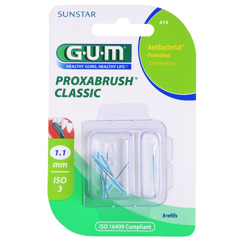 G.U.M Proxabrush Classic náhradní mezizubní kartáčky v blistru 8 + 4 ks 1,1 mm 8 ks