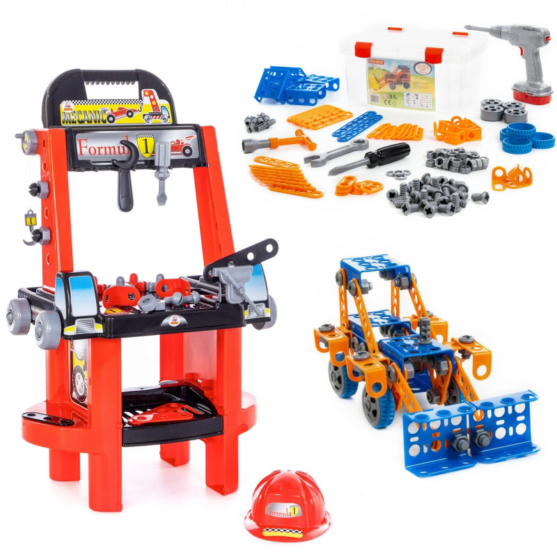 Sada pro malého mechanika Super Mechanik + Stavebnice nářadí Wynalazca Polesie