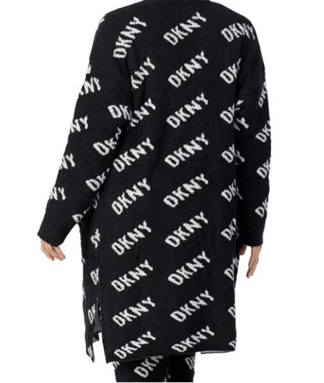 Dámský župan - cardigan YI3022597 019 černá/bílá - DKNY černá-bílá M