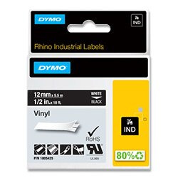 Dymo Rhino 1805435 - originální vinylová páska - bílo-černá, 12 mm x 5,5 m