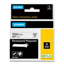 Dymo Rhino 18484  - originální polyesterová páska - černo-bílá, 19 mm x 5,5 m