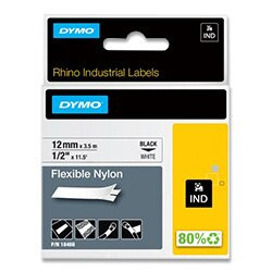 Dymo Rhino 18488 - originální nylonová flexibilní páska - černo-bílá, 12 mm x 3,5 m
