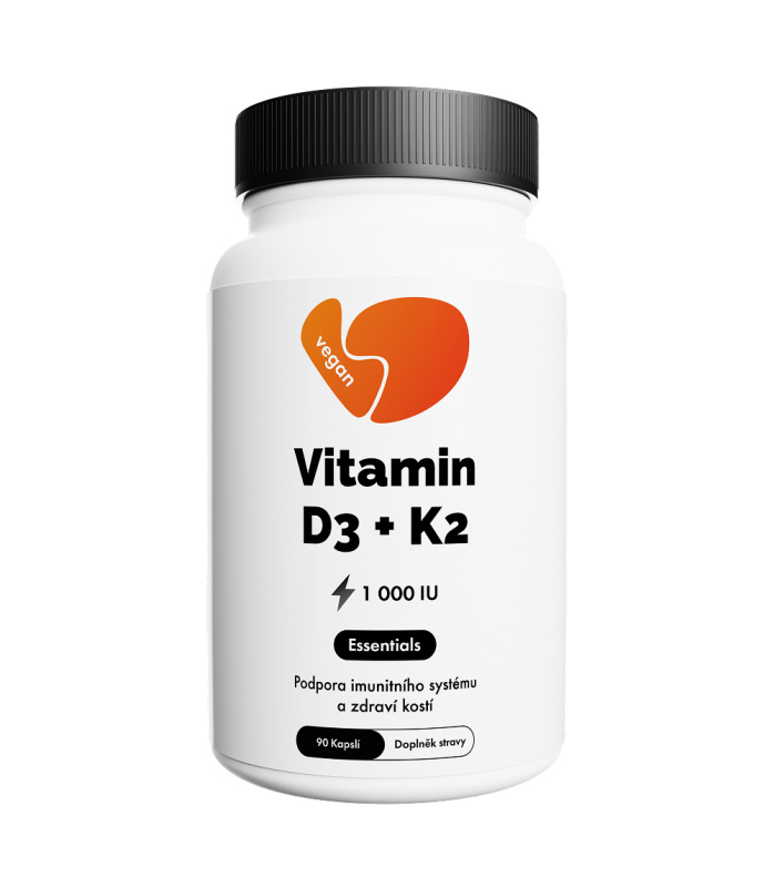 Vitamin D3 + K2 – 90 veganských kapslí | Podpora kostí, imunity a vstřebávání vápníku