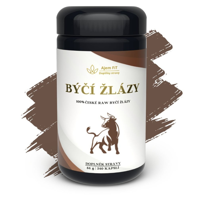 100% ČISTÉ RAW BÝČÍ ŽLÁZY - 80/240 kapslí (28g/84g)| AjemFiT - Velké Balení (240 kapslí - 84g) AJEM6