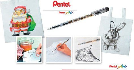 Pentel Gelový roller na textil Pentel, hrot 1 mm - černý