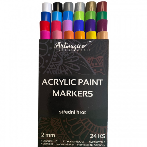 Artmagico akrylový popisovač se středním hrotem (2 mm) 24 ks | 80081 Artmagico