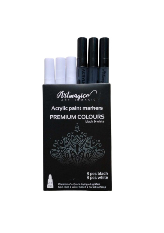 Artmagico akrylový popisovač sada černá a bílá 2-3 mm | 80159 Artmagico