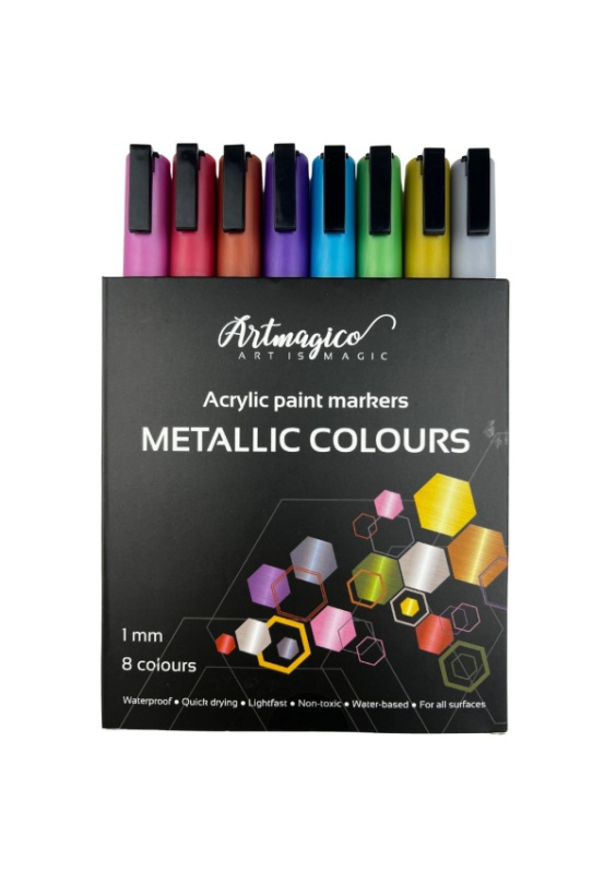 Artmagico akrylové popisovače s jemným hrotem - metalické - 8 ks | 80494 Artmagico