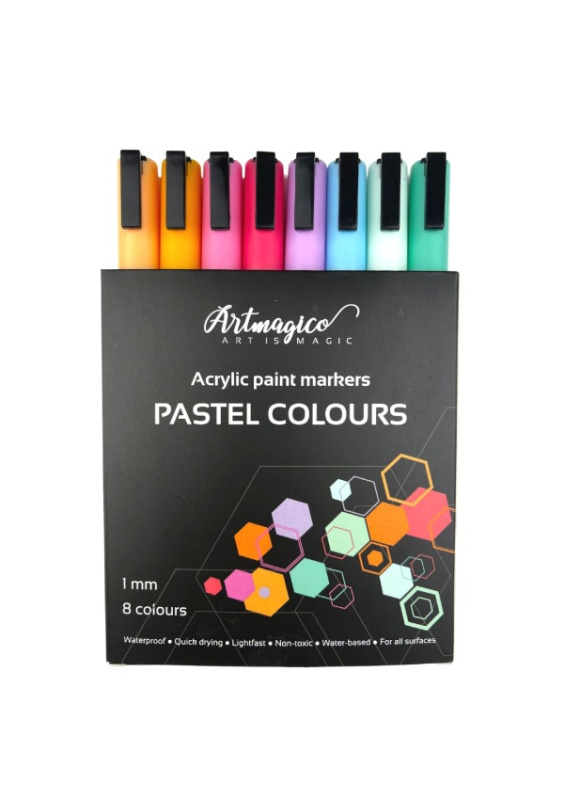 Artmagico akrylové popisovače s jemným hrotem - pastelové  - 8 ks | 80500 Artmagico