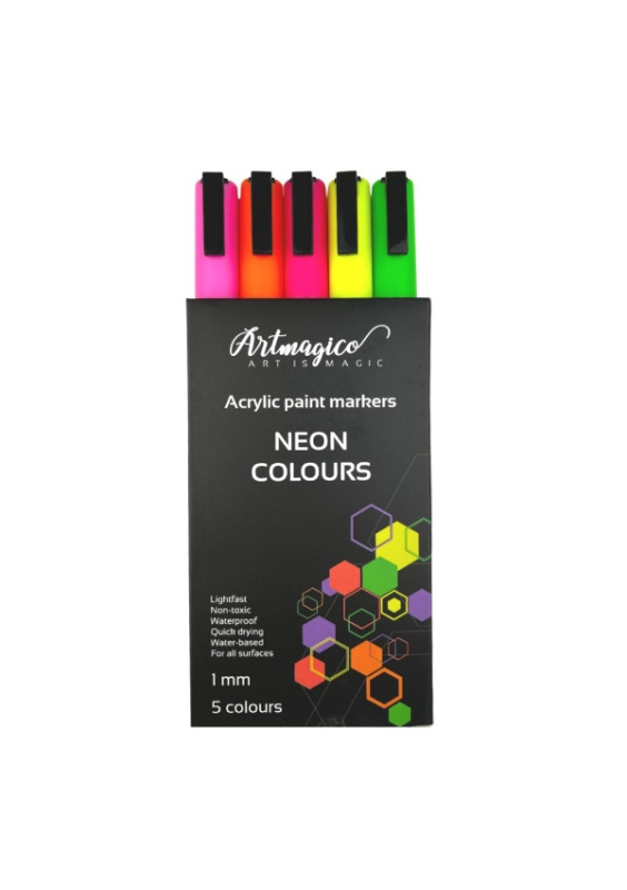 Artmagico akrylové popisovače s jemným hrotem - neonové - 5 ks | 80364 Artmagico
