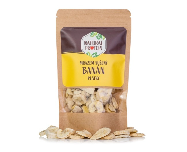 Natural Protein Mrazem sušené banány- plátky, 50g