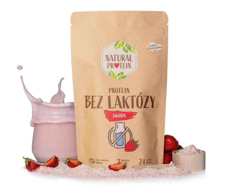 Natural Protein Bezlaktózový protein - Jahoda 350g