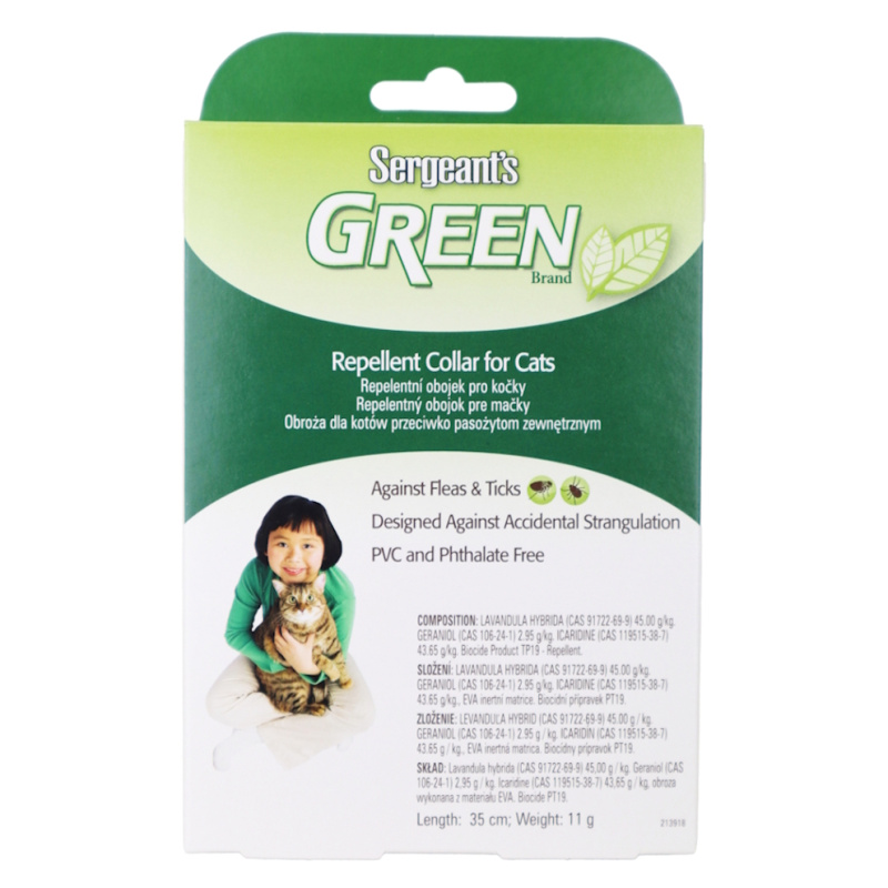 SERGEANT´S Green repelentní obojek pro kočky 35 cm 1 kus