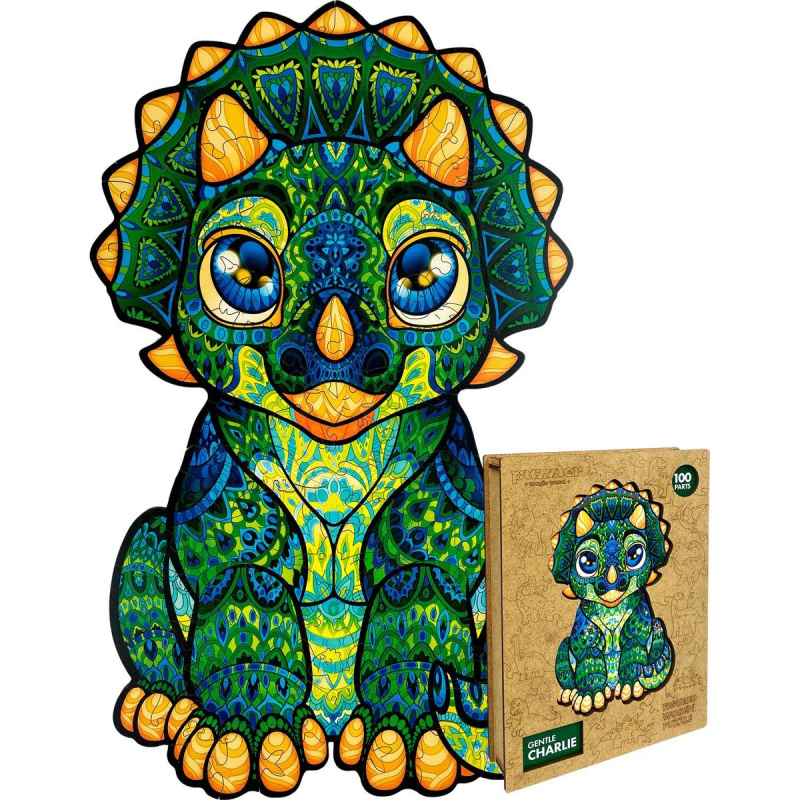 PUZZLER Dřevěné Něžný dino Charlie 100 dílků