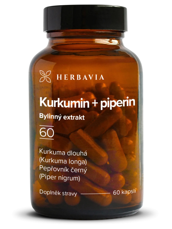 Herbavia Kurkumin + piperin, 60 kapslí