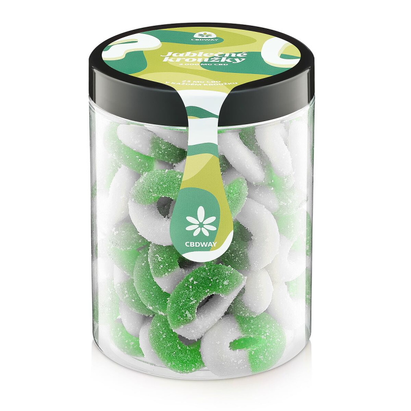CBD Kyselé želé kroužky s příchutí jablka obsah cbd 2000 mg hmotnost 800 g