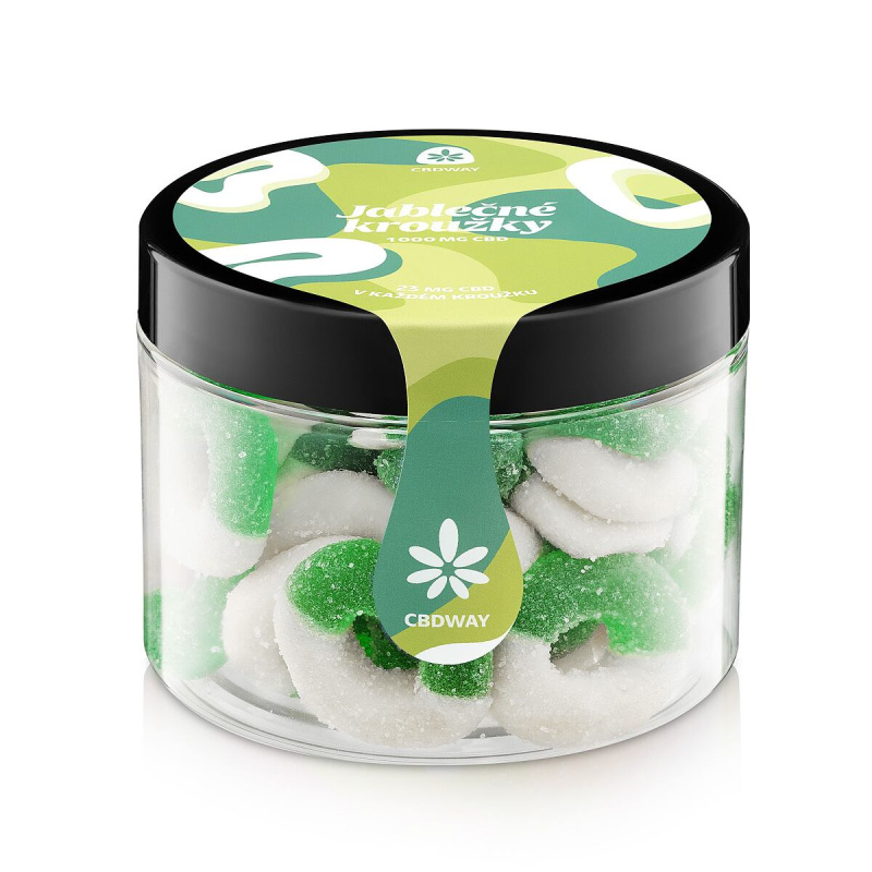 CBD Kyselé želé kroužky s příchutí jablka obsah cbd 1000 mg hmotnost 400 g