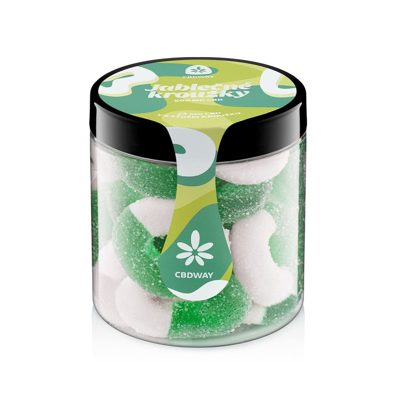 CBD Kyselé želé kroužky s příchutí jablka obsah cbd 500 mg hmotnost 200 g