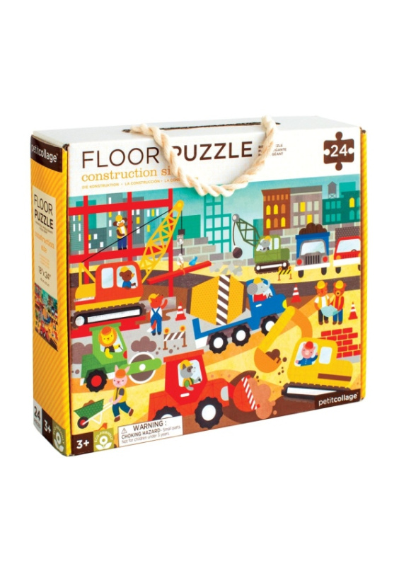 Petitcollage Podlahové ekologické puzzle Na stavbě 24 ks metalické