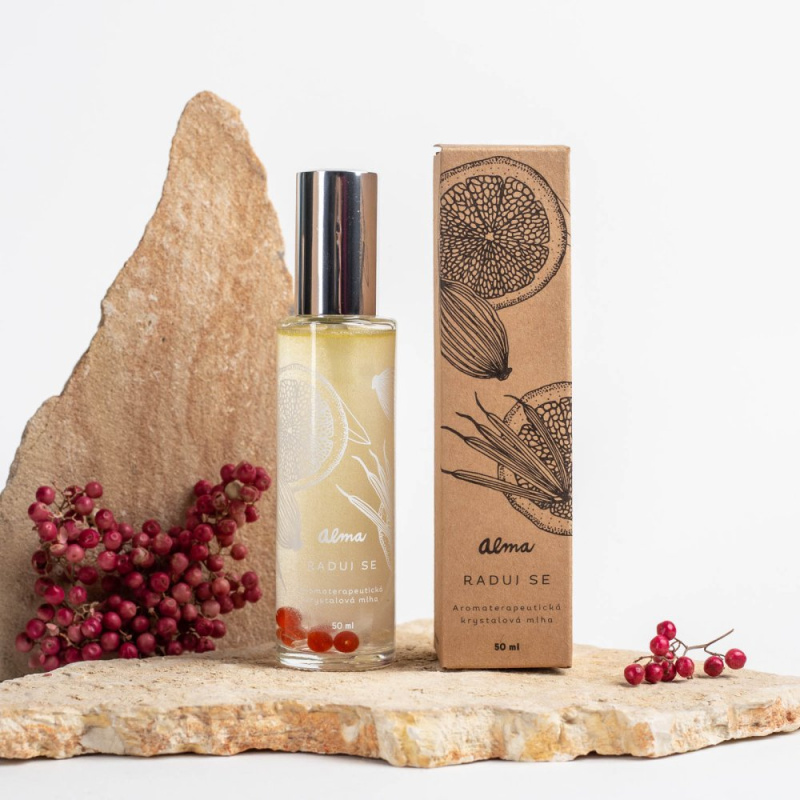 Alma aromaterapeutická mlha s krystalovými korálky Raduj se 50ml