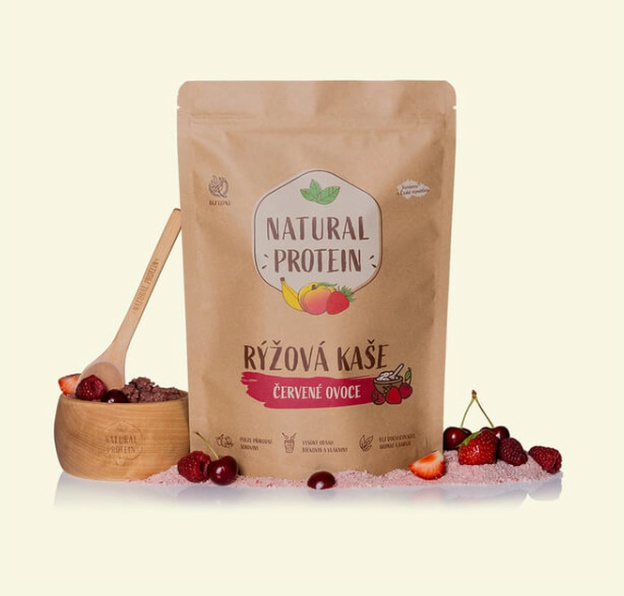 Natural Protein Proteinová rýžová kaše - červené ovoce, 480g