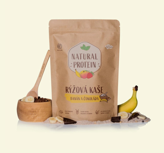 Natural Protein Proteinová rýžová kaše - banán a čokoláda, 480g