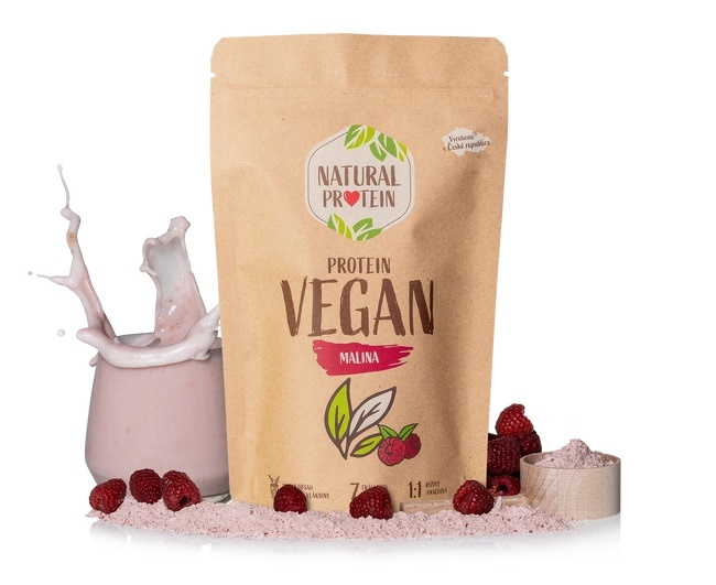 Natural Protein Veganský protein- malina, 350g