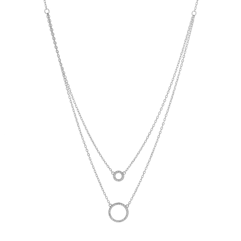 AGAIN Jewelry Dvojitý stříbrný náhrdelník s kroužky AJNA0030