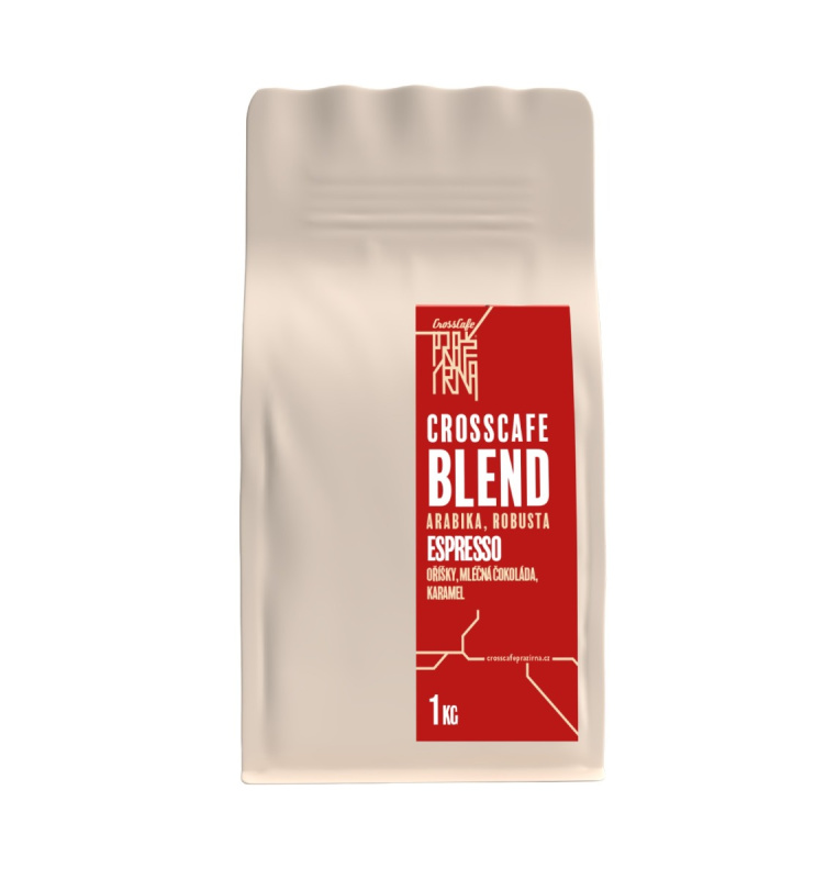 CrossCafe Pražírna Blend 70% Arabica 30% Robusta zrnková káva 1000 g