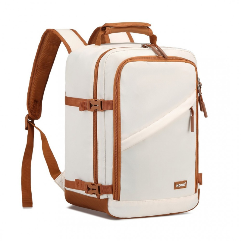 KONO Batoh na notebook 15.6" Béžový 40cm 20L Voděodolný