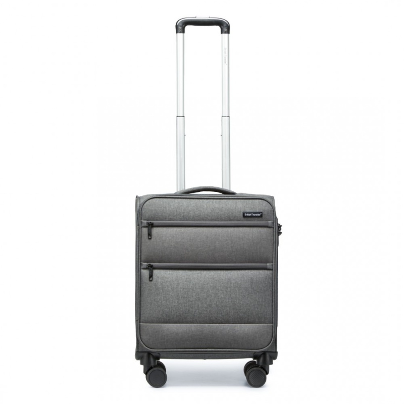 British Traveller 2397 Kufr Spinner 50cm Šedá Polyester