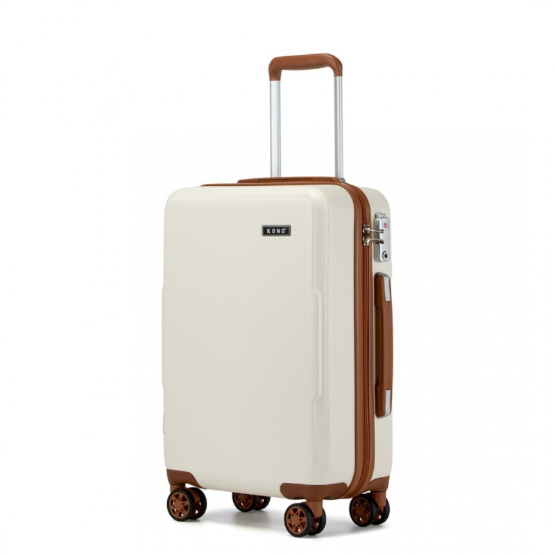 Kono 2494 Kufr spinner 55cm Krémová ABS/Polykarbonát