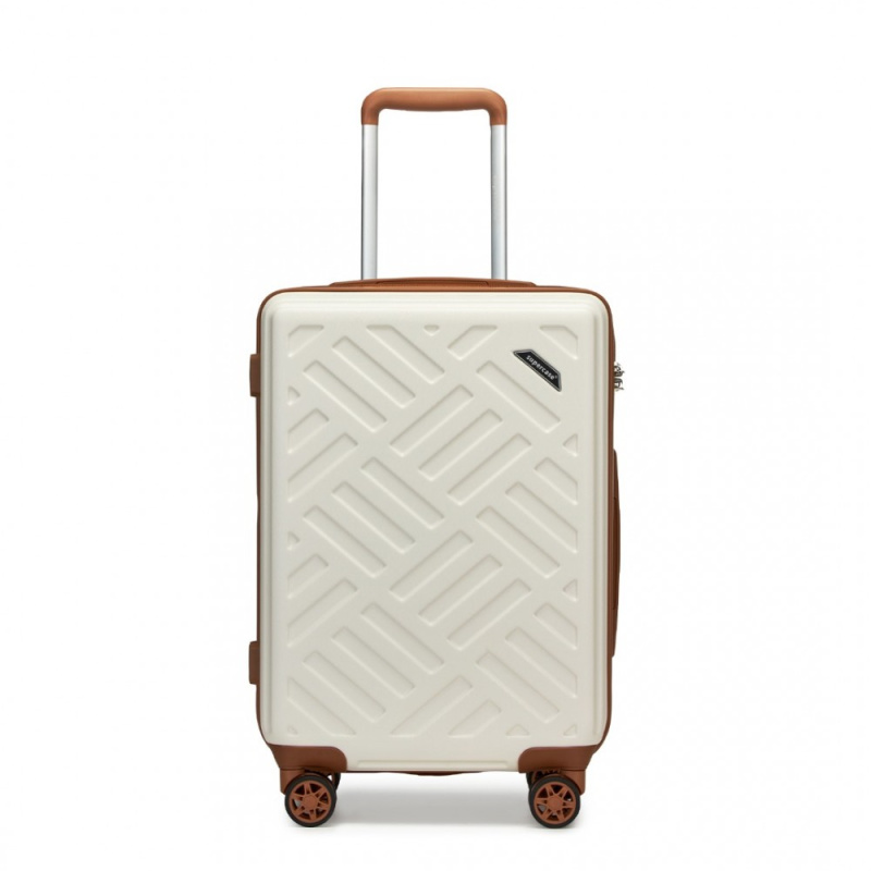 Kono 2495 Kufr Spinner 55cm Krémový ABS/Polykarbonát