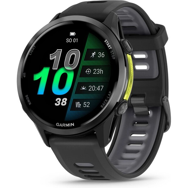 Garmin Forerunner 970 černé/šedá titanová luneta s černým poloprůhledným řemínkem Černá